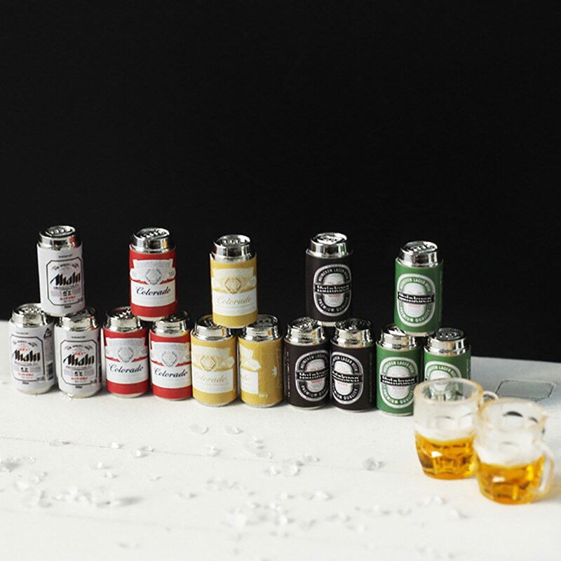 6 Stks/set Schattige Mini Pop Bier Blikjes Voor Miniatuur Poppenhuis Keuken Wijn Drinken Pretend Play Voedsel Voor Blyth Barbies pop Keuken