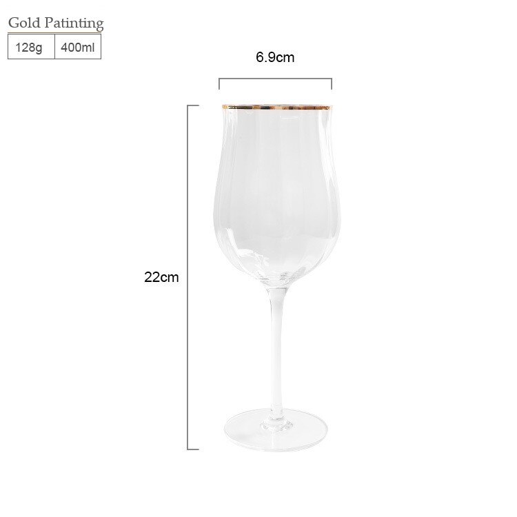 Ins Tulip Wine Glass Lead Free Glass Gold Painting Colourful Champagne Juice Cup Simple Wine Cup Crystal Glass: 003