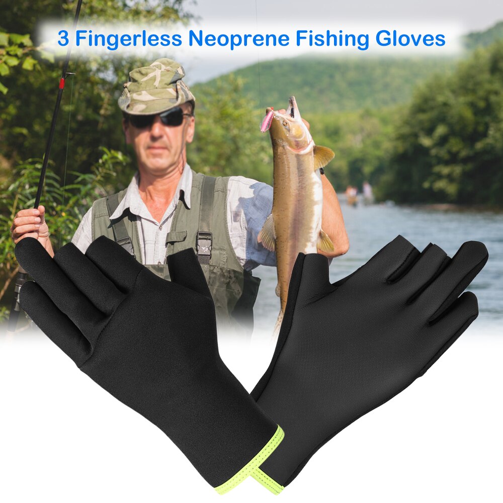 Neopreen Vissen Handschoenen Voor Mannen 3 Vingerloze Anti-Slip Waterbestendig Outdoor Sport Vliegvissen Handschoenen S / M / L