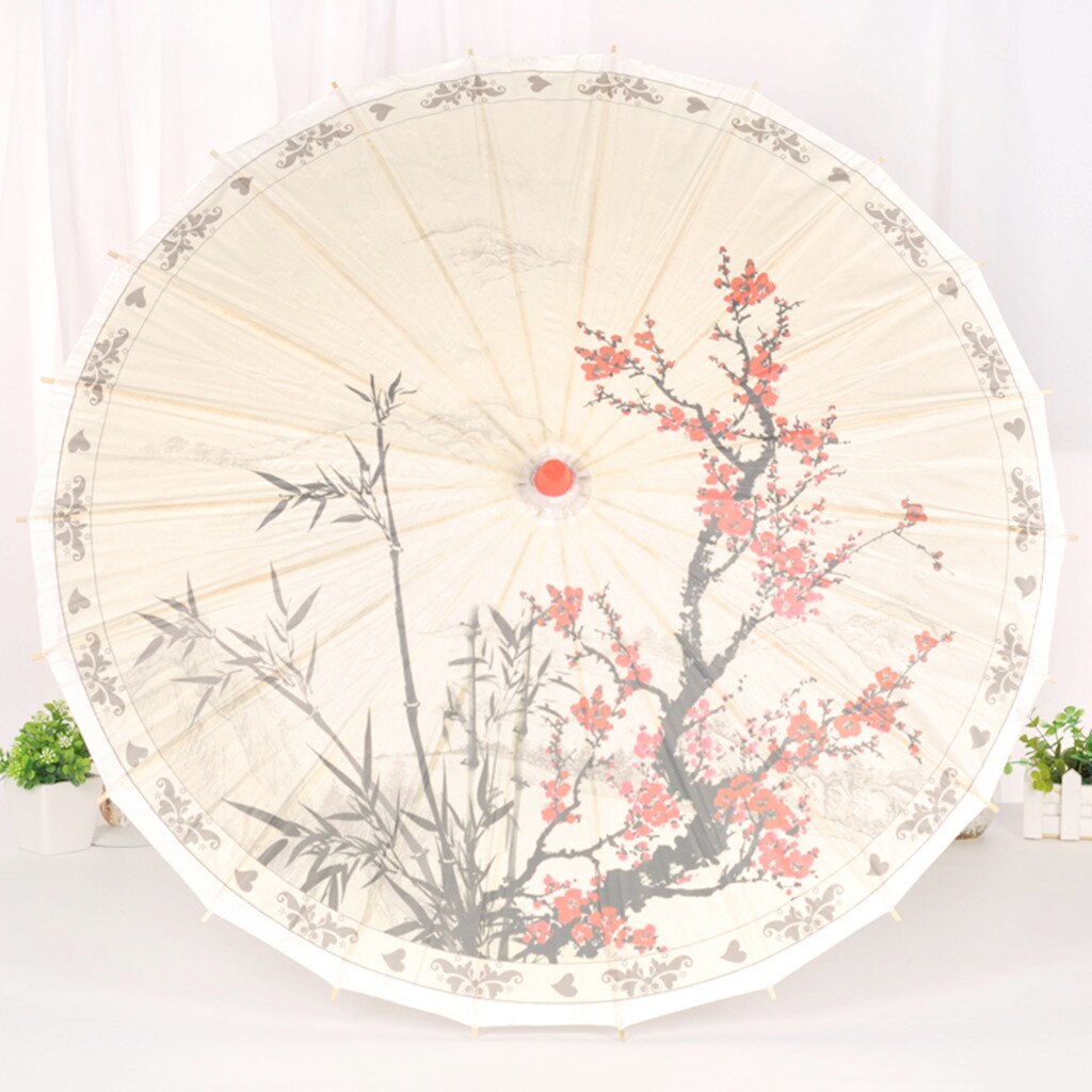 Chinese Silk Cloth Umbrella Classical Style Decorative Umbrella Oil Paper Umbrel Classical bamboo dance craft umbrella: I