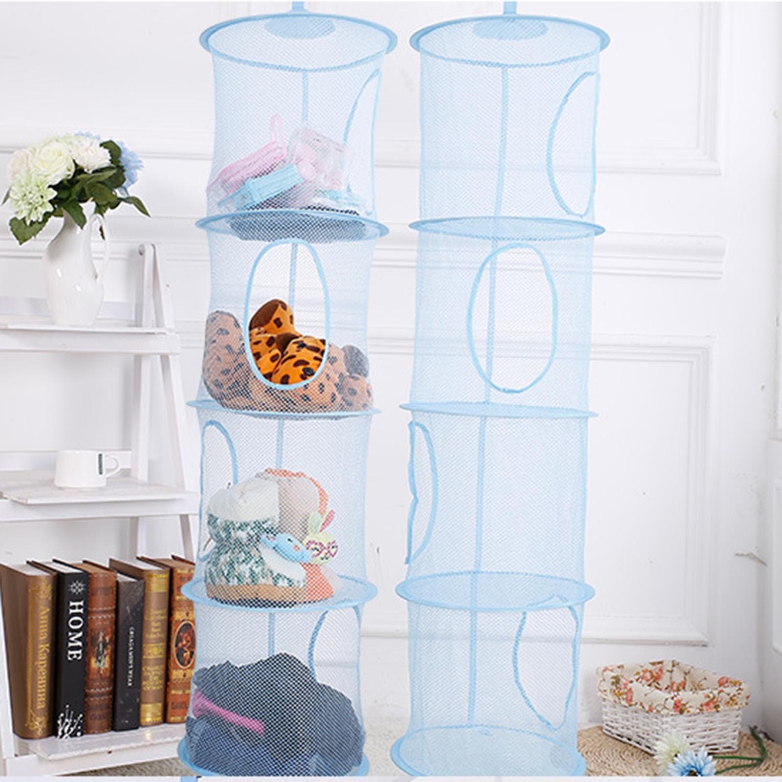 Geel Opvouwbare Opknoping Mand Organizer Voor Kleding Ademend Vier-Grid Mand Speelgoed Opslag Mand Kast Kleding Organizer