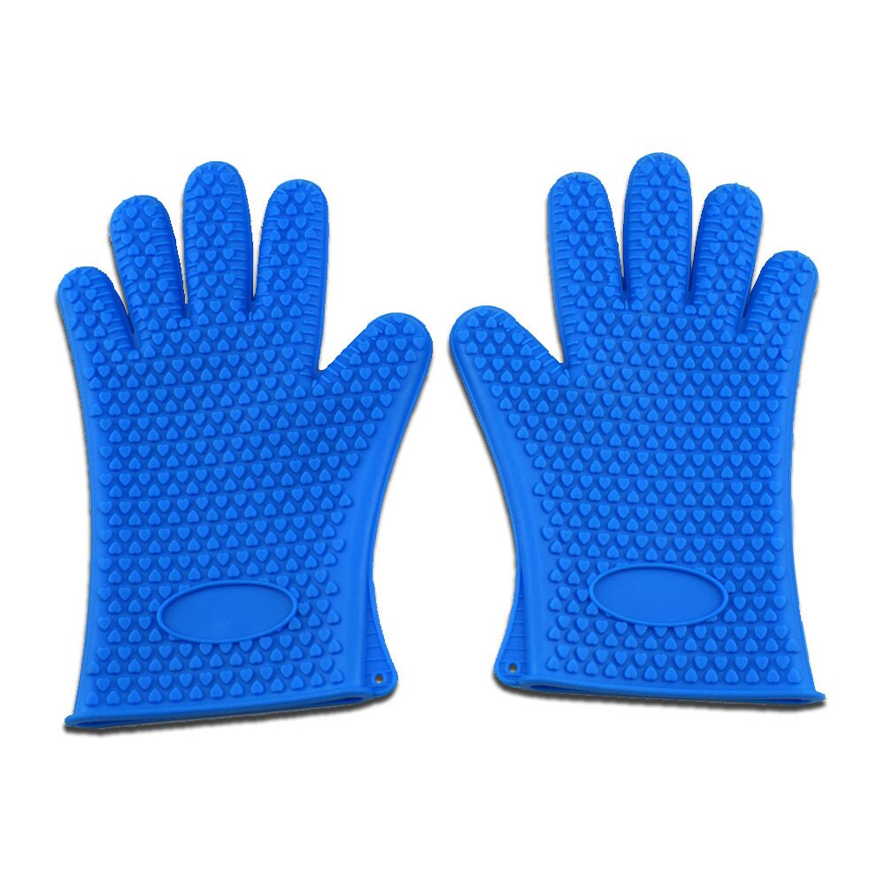 Grill 1 st livsmedelsklassad värmebeständig tjock silikon köksugnshandske matlagning bbq grillhandske ugnsbakningshandskar