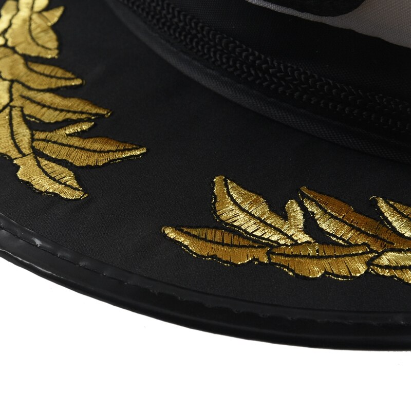 Sombrero de capitán marino para adulto, vestido de de disfraz de marinero, color negro + blanco