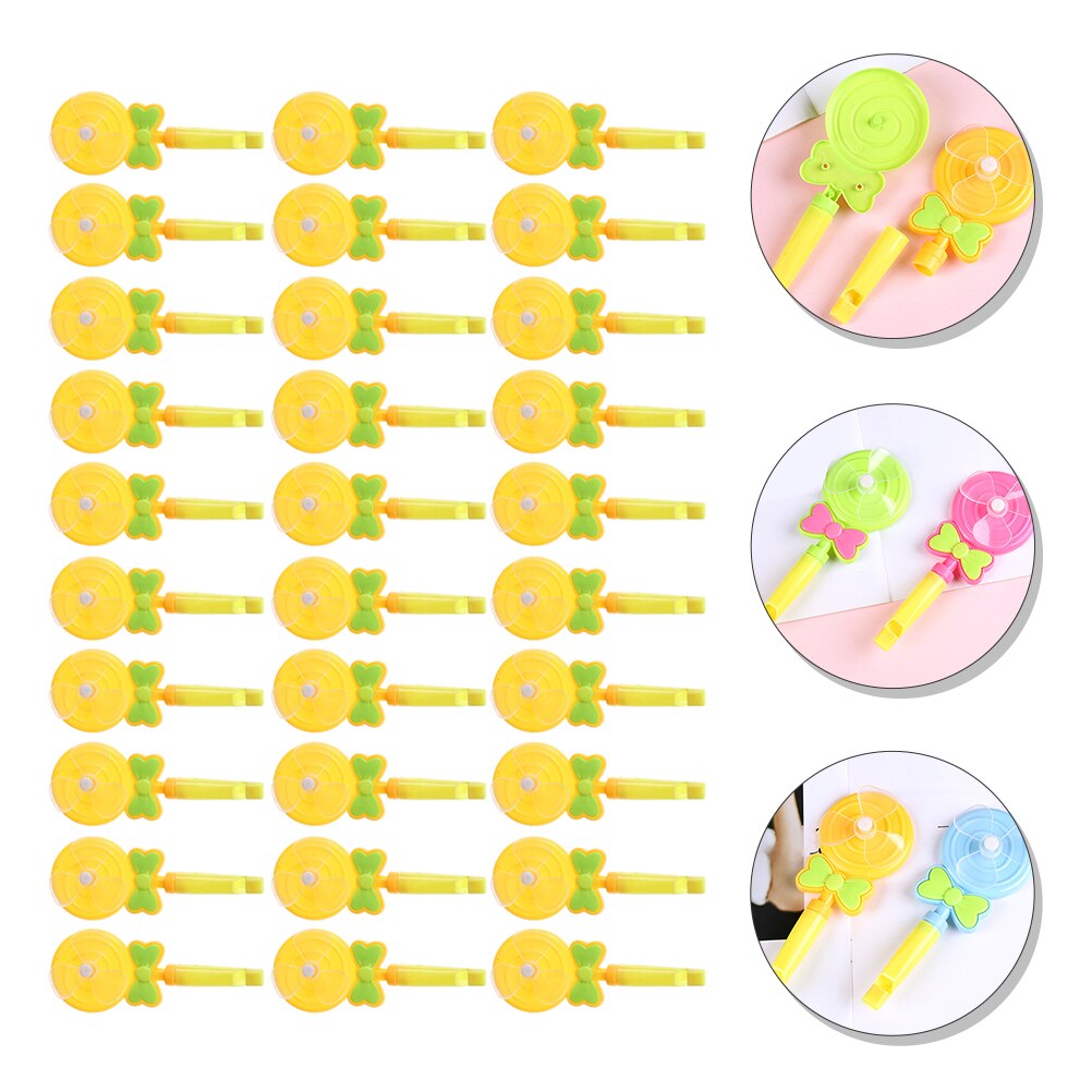 30Pcs Lollipop Fluitje Windmolen Kinderen Cartoon Fluitje (Willekeurige Kleur)