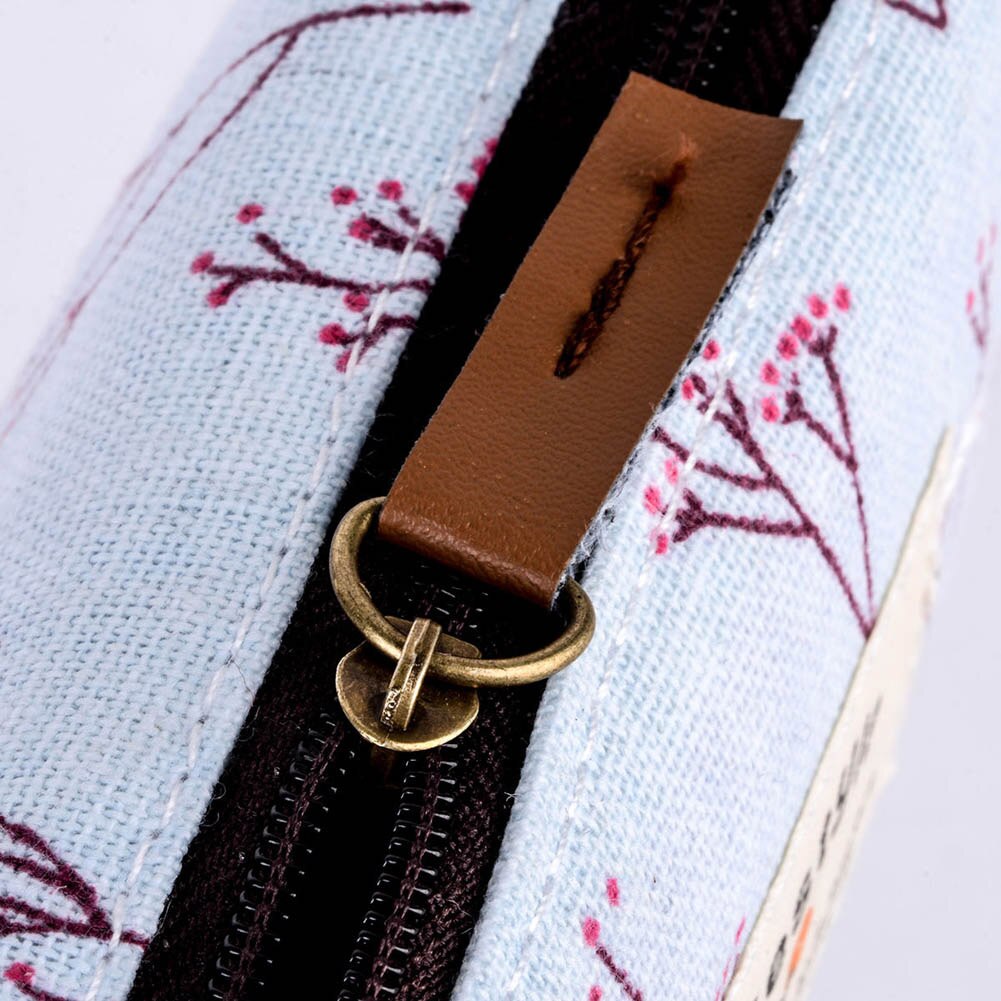 Cute Kawaii Floral Flower Canvas Zipper Pencil Cases Pen Bags School Supplies Women Cosmetic Makeup Storage Bag Purse