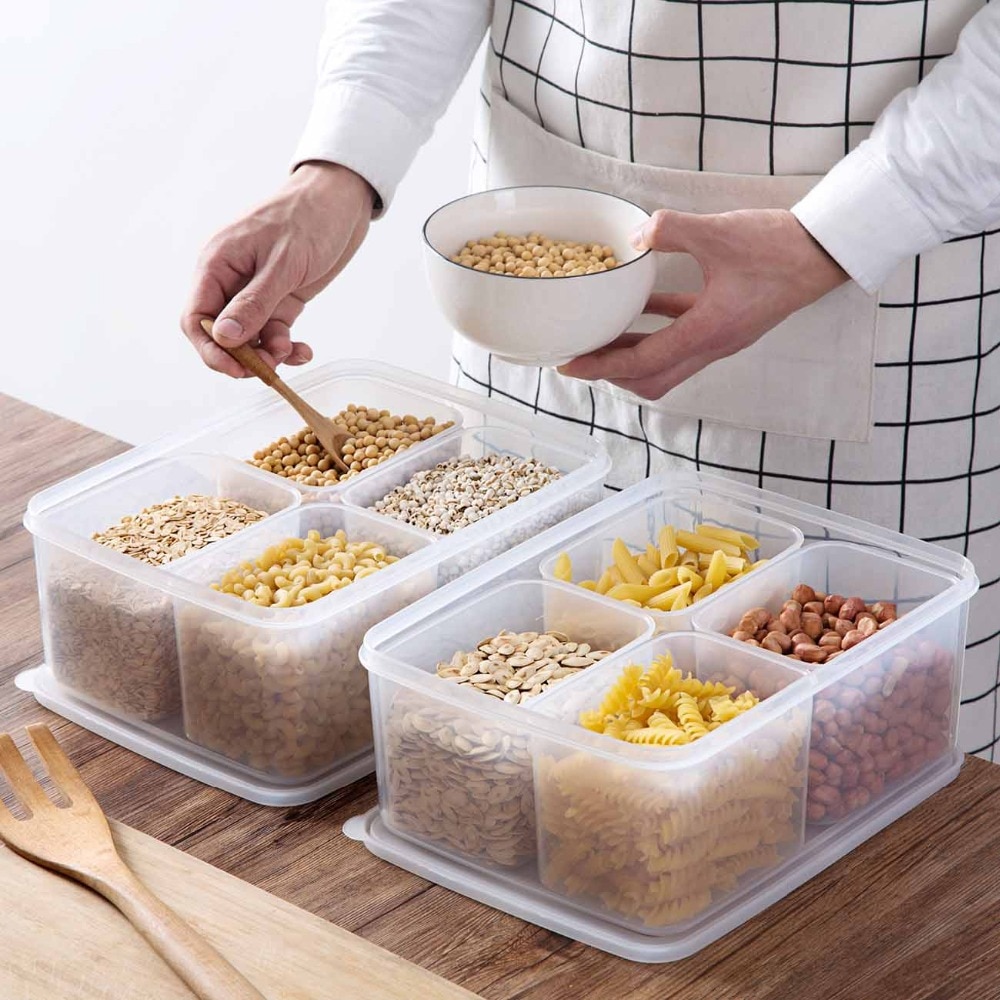 Set de 5 unidades de cajas para almacenar comida, caja para contenedores, contenedor de plástico para cereales y arroz, caja organizadora para nevera para mantener fresca la carne de frutas y pescado