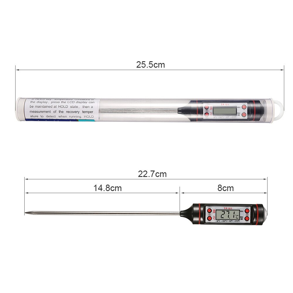 White Digital Food Probe Thermometer With Battery BBQ For Meat Milk Turkey Chicken Beef Kitchen Tools