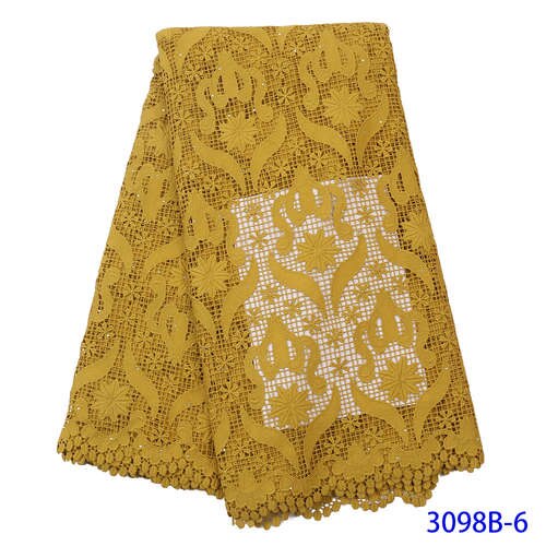 Tela de encaje de algodón de Africana , velo suizo de último con piedra en Suiza para YA3098B-6 de vestido de: Picture 6