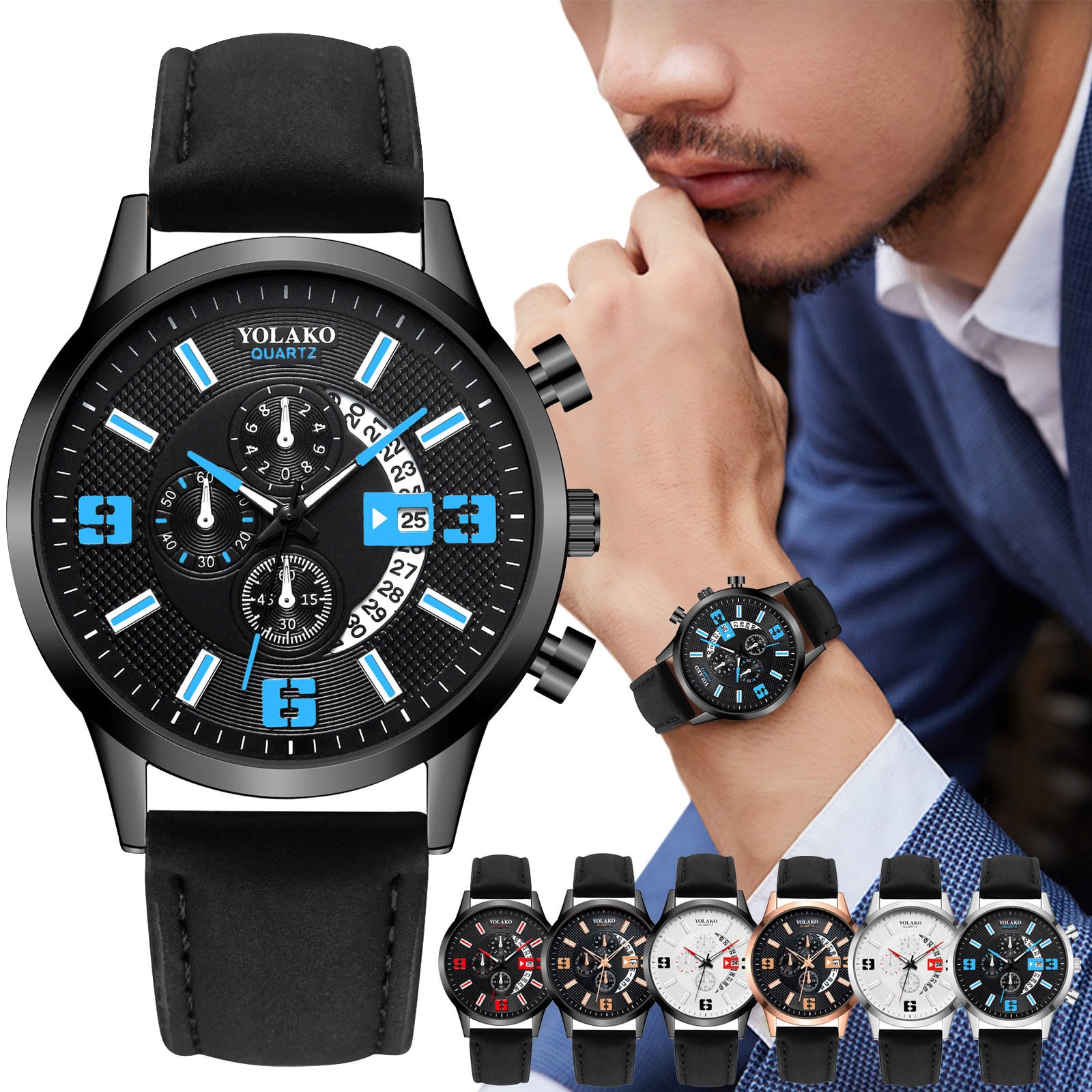 Trend Casual Mannen Quartz Horloge Stijlvolle Dial Horloges Klok Temperament Mannen Lederen Horloges Relogio Masculino