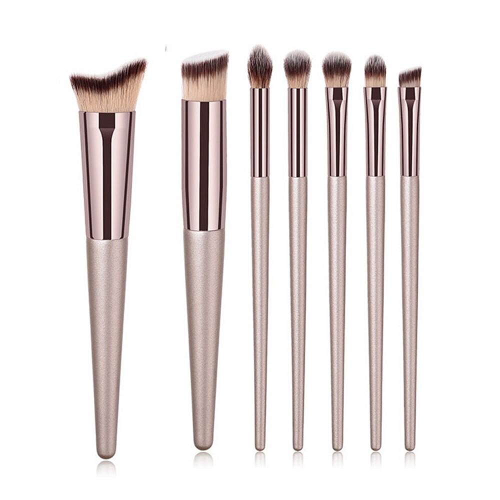 Billigste champagne træ foundation pudder kosmetisk øjenbryn øjenskygge børste kit makeup artist børste sæt værktøjer: 7 stk  xb 2xt børster