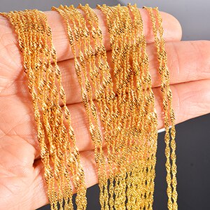 Commercio all'ingrosso di 12 Pz/pacco onda di Acqua Catene Lobster Catenaccio Della Collana Per I Monili di DIY Che Fanno I Risultati Accessori: Gold / 50cm