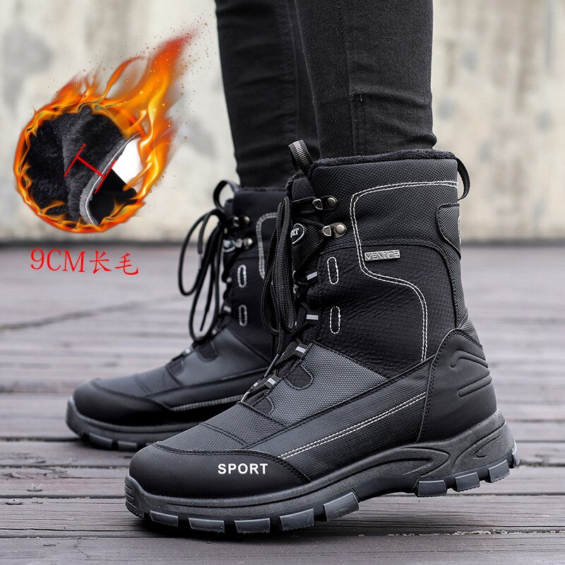 Botas de neve ao ar livre dos homens quente pelúcia impermeável antiderrapante sapatos de algodão botas de motocicleta moda unisex sapatos grossos decoração de metal: 43