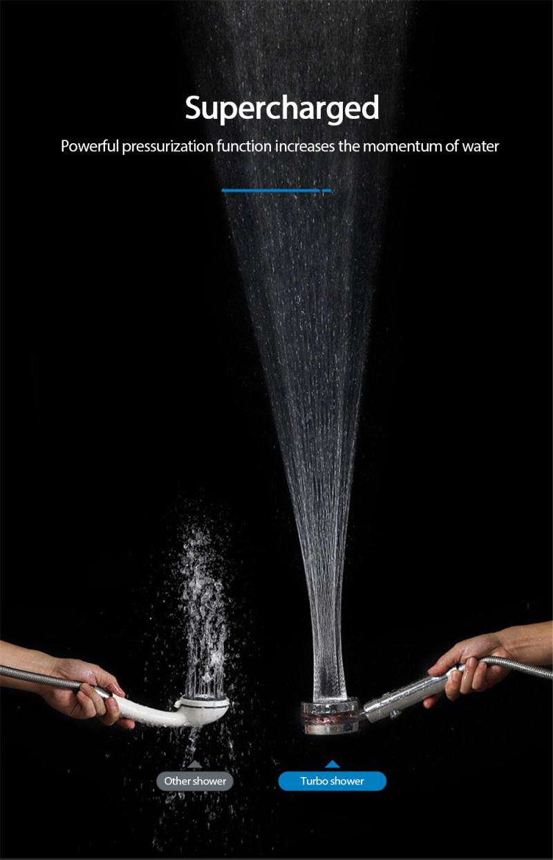 3 in 1 Turbocharged shower mirror magic small waist water shaking head shower bathroom material hardware accessories shower head