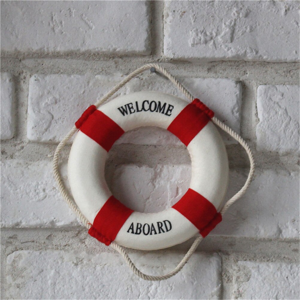 Welcome Aboard Nautical Life Lifebuoy Ring Boat Wall Hanging Home Decoration Mediterranean Style: Red