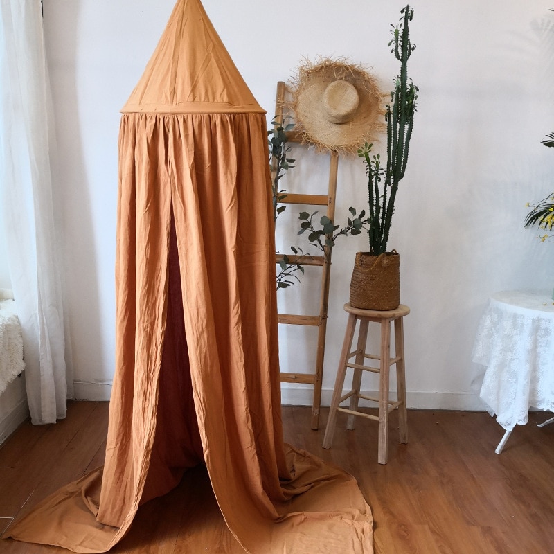 Mosquiteros Para Bebes Baumwolle freundlicher Baldachin auf sterben Bett Vorhang für Childern Moustiquaire zündete Runde Hing Kuppel Zelt Zimmer Dekor: braun