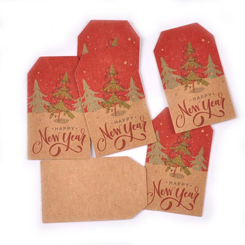 50 pièces papier Kraft mélangé carte père noël arbre papier étiquette HangTag bricolage fête boîte à bonbons étiquette de cuisson décor de noël C3010: 10