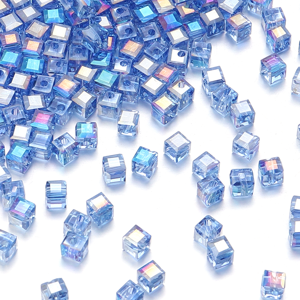 50 stk./parti firkantede facetslebne glaskrystalperler til smykkefremstilling løse glasperler gør-det-selv armbånd spacer kube perlet