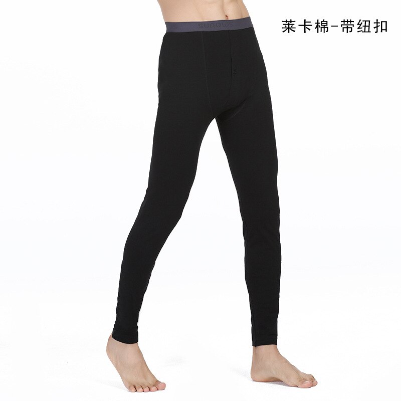 Men Cotton Leggings High-grade Long Underwear Autumn Winter Foundation Oversize Underwear: Black / XXL