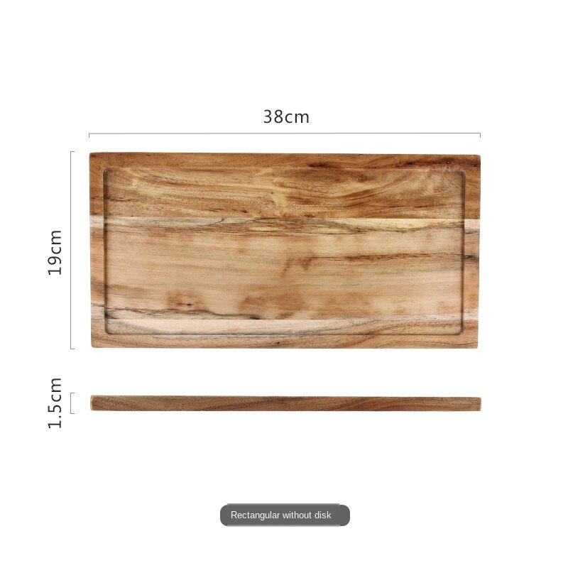 Massief Houten Schalen Vierkante Decoratie Rechthoek Handgemaakte Premium Borden Natuurlijk Houten Dienblad voor Het Serveren van Barbecuefeestjes Zwart(30 * 24cm