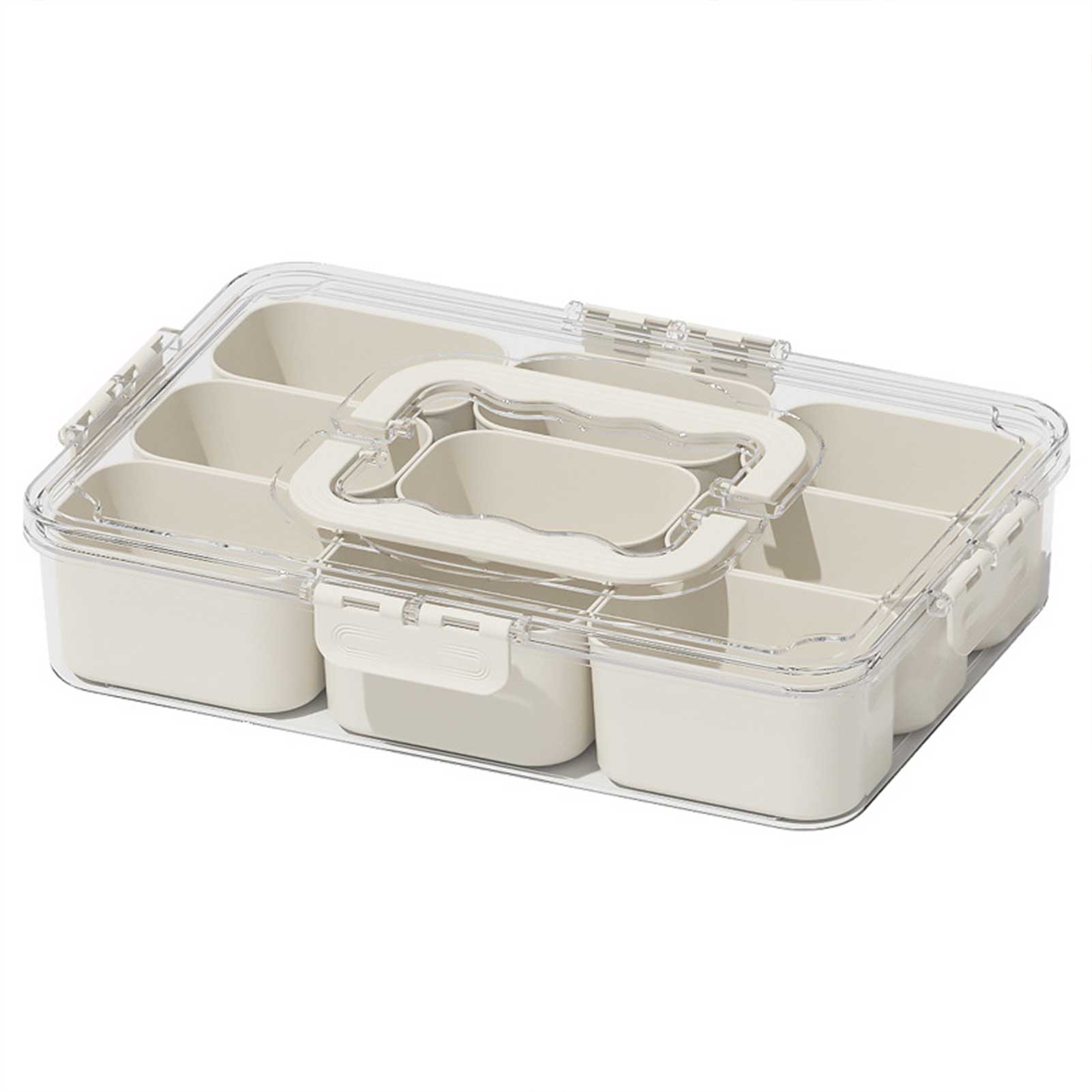 Geteilter Lebensmittelbehälter, Gewürzbox, 6/9 Fächer, Snack-Tablett, Haushaltsbedarf: Licht Kaffee