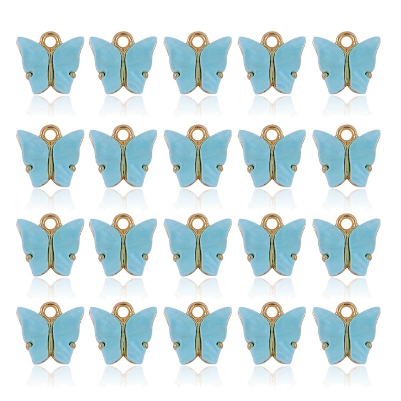 20 stk farverige akryl sommerfugl charms vedhæng halskæde armbånd smykker gør wxte: Blå