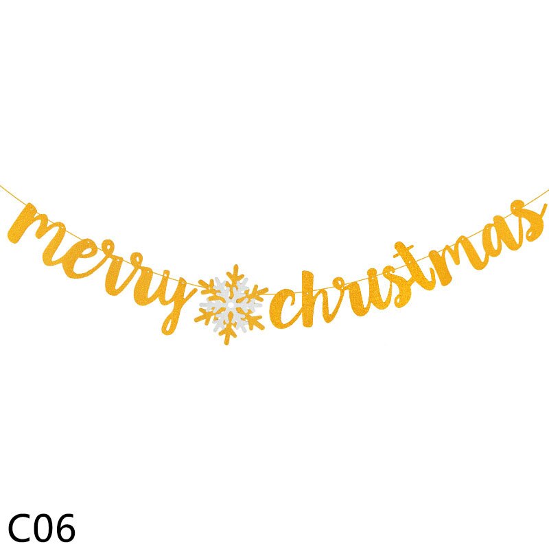1pc guirlandes de bannières joyeux noël, bricolage, artisanat en papier, lettres multi-styles, décoration florale pour la maison, décoration suspendue de noël: C06