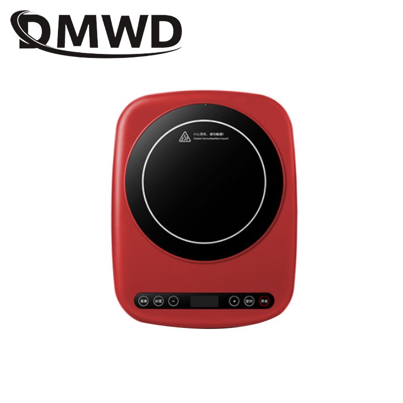 DMWD 2200W Electric Magnetic Induction Cooker Waterproof Mini Hotpot Heating Stove Surface Heater Water Boiler Oven Cooktop EU: red