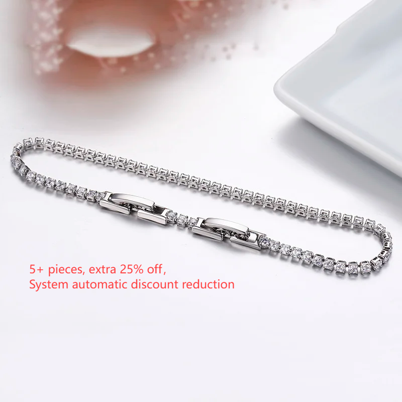 2mm 13.5cm 15-17cm Cluster CZ Link Chain Tennis Bracelets For Women Girls Friend Jewelry Thin Brass Gold Color Pulsera Bracciali