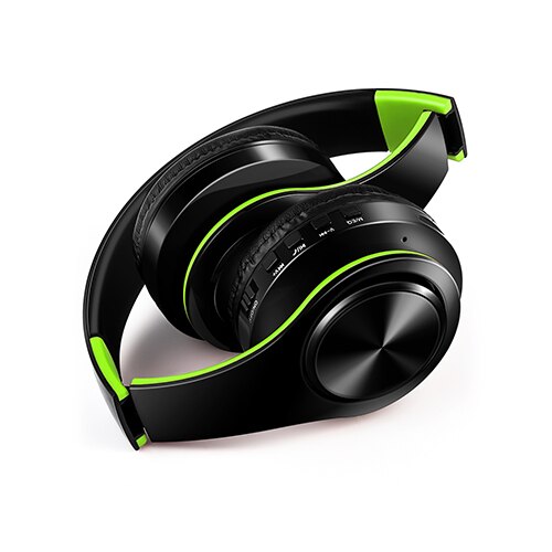 Best headphones Wireless earphones with microphone Digital Stereo Bluetooth Headset Card MP3 player FM Radio Music for all: Black Green