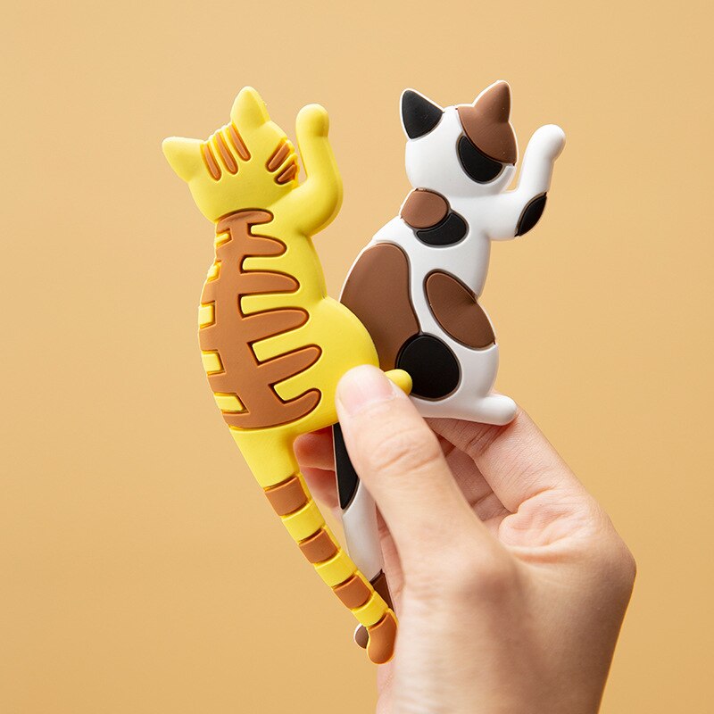 Cartoon Cat Tail Refrigerator Magnet Hook Cute Cat Home Powerful Magnet Hook Multi-functional Storage Hanging Hooks