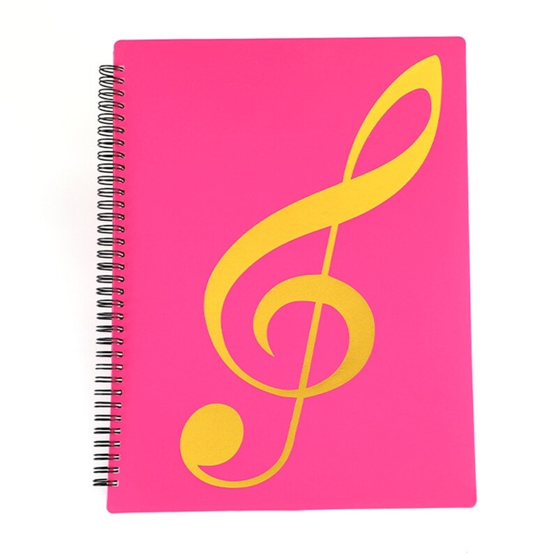 A4 File Folder Waterproof Spiral-bound Sheet Music Binder 10 x 13 Inches 20 Sleeves Double Sided for Violinist Pianists: dark pink