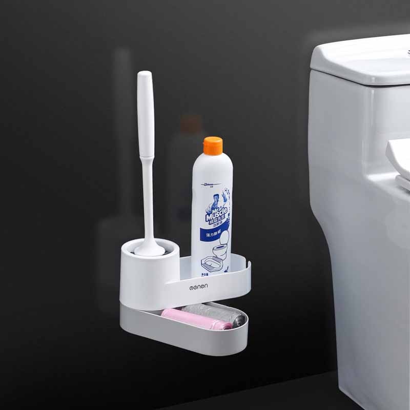 Muur Opknoping Rubberen Hoofd Toiletborstel Met Houder Reinigingsborstel Voor Wc Huishoudelijke Badkamer Accessoires Set Reinigingsborstel