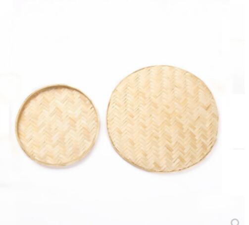 Bamboo woven round dustpan Hand-woven bamboo sieve rice sieve bamboo plaque painting tray