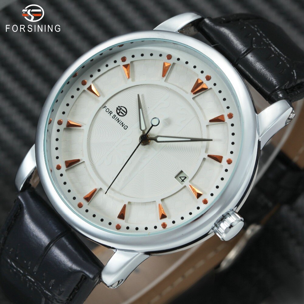 Winnaar Mode Eenvoudige Luxe Heren Horloge Automatische Horloges Top Mechanische Lederen Band Horloges Minimalistische Wijzerplaat