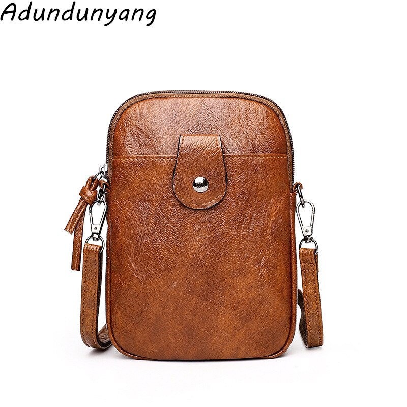 vintage soft leather handbags mini mobile phone bag women's shoulder messenger bag small bag