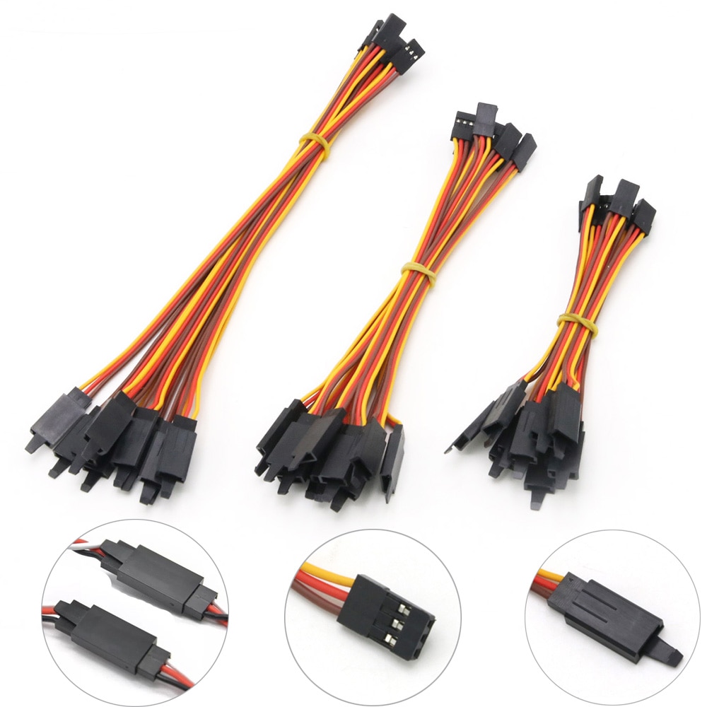 10 Pcs 100/150/200/300/500/1000mm Anti-losse 60 core Servo extension Lead Wire Kabel Voor RC Futaba JR Man-vrouw