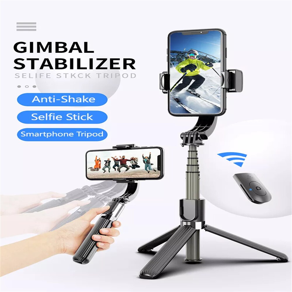 Handgeführter gimbal-stabilisator, anti-shake-selfie-stick, bluetooth-kompatibles stativ mit fernbedienung und smartphone-halterung für ios und android
