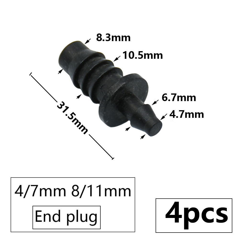 Irrigazione 3/8 "Connettore per tubo da giardino 8/11 4/7 3/5mm Riduttore per tubo flessibile Raccordo tee Gomito Estremità Spina Sistema di irrigazione a goccia: nero
