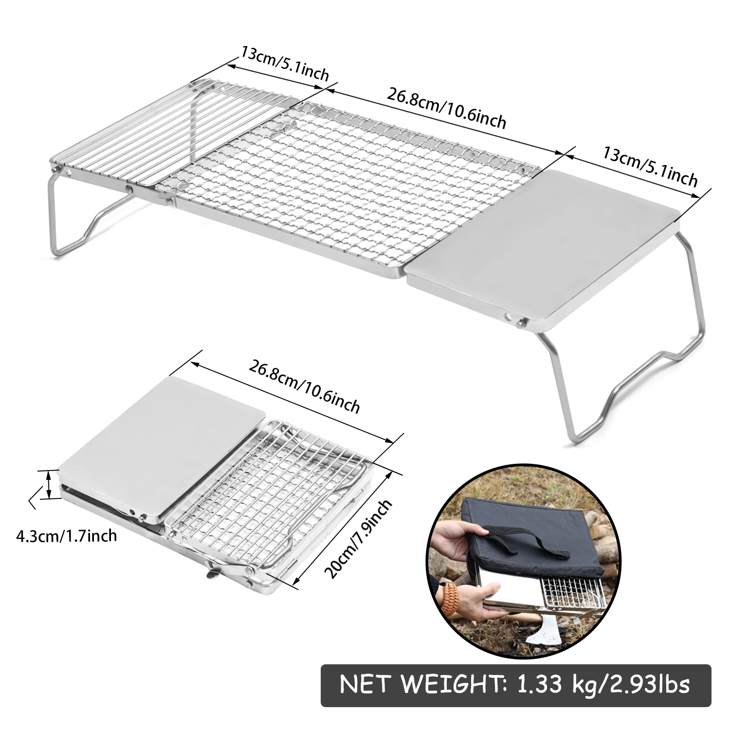 Folding Campfire Grill, Portable Camping Grill Gra... – Vicedeal