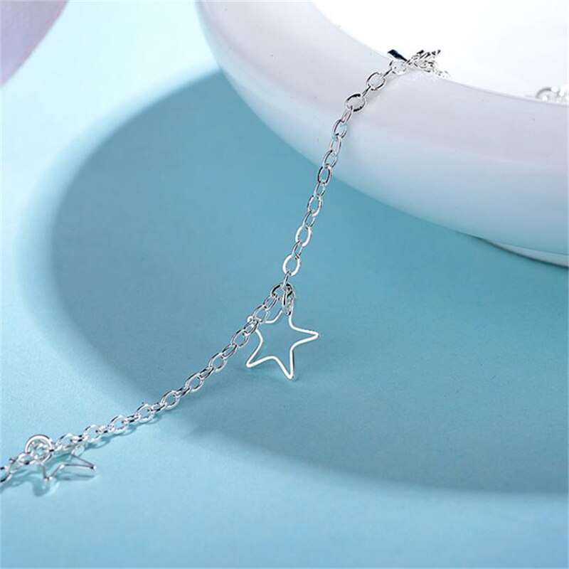 Kofsac Zomer Mode 925 Sterling Zilveren Enkelbanden Voor Vrouwen Voet Sieraden Leuke Hollow Star Armband Enkelband Girl Party