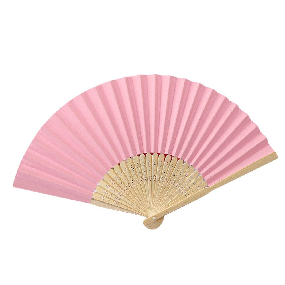 Éventail pliable en papier | Offre spéciale, motif d'été, danse, fête de mariage, dentelle, soie, tenue à main de couleur unie: Pink