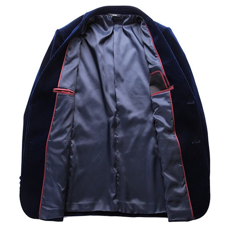 Winter Blauw Corduroy Heren Pak Jas Slim Fit Single Breasted Blazers Mannen Zakelijke Formele Casual Blazer Hombre