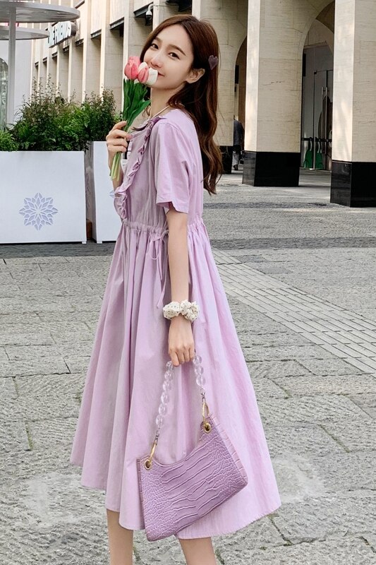 6891# 2022 Summer Korean Cotton Maternity Dress Casual Chic Ins Loose Clothes for Pregnant Women Pregnancy Clothing