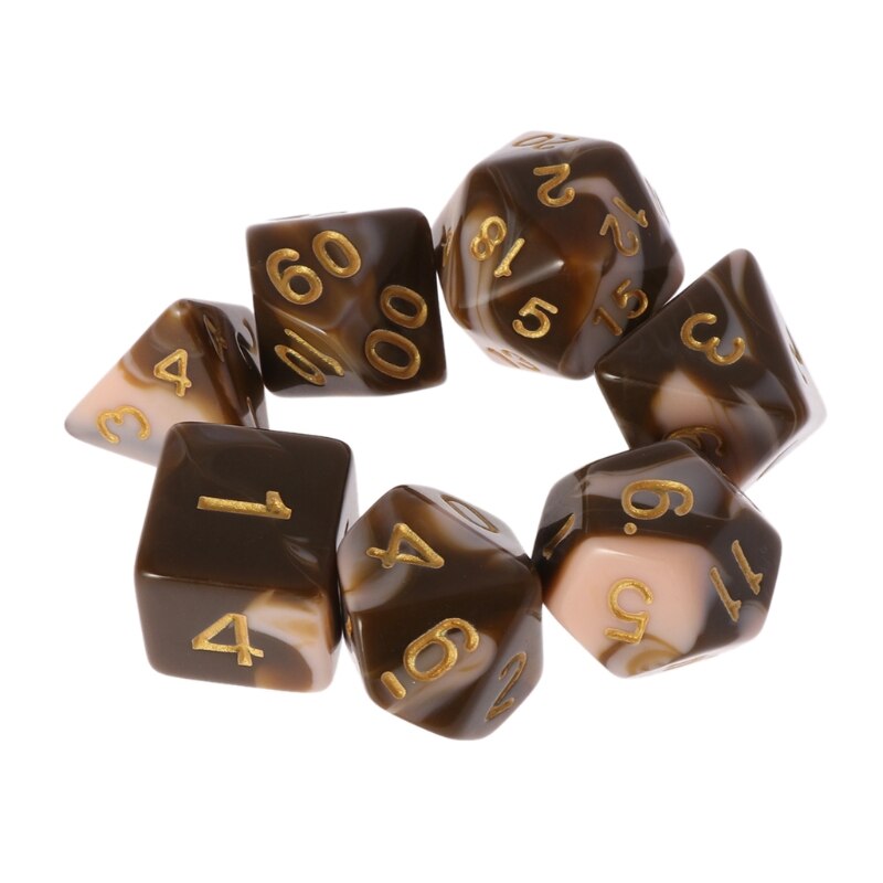7pcs/set Coffee Milk White color Sided Dice with easy to roll