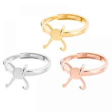 Anillo de Plata de Ley 925 con 4 garras en blanco, Base de anillo ajustable para piedras preciosas irregulares de 12mm, ajuste de cabujón, fabricación de joyas de anillos