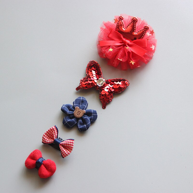 5 pièces/ensemble bébé pince à cheveux ensemble bébé bandeau accessoires croix enfant pince à cheveux dessin animé fille pince à cheveux bébé Barrettes cheveux accessoires