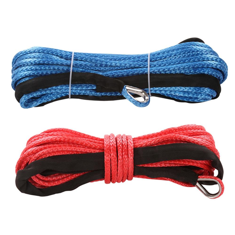 7700LBs Winch Rope String Line Cable with Sheath Gray Synthetic Towing Rope 15m Car Wash Maintenance String for ATV UTV Off-Road