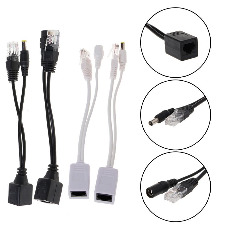 RJ45 Injector POE Splitter Adapter Cable Kit Passive Power Over Ethernet 12-48V RJ45 Female to RJ45 Male + Power Out