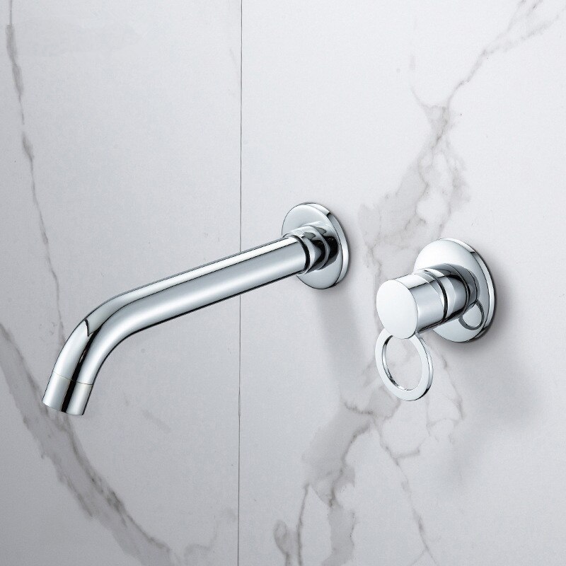Sugan Life robinet de lavabo en or brossé | Robinet mural encastré à Rotation de 360 degrés poignée simple, robinet mitigeur de bain d'eau chaude et froide: Silver