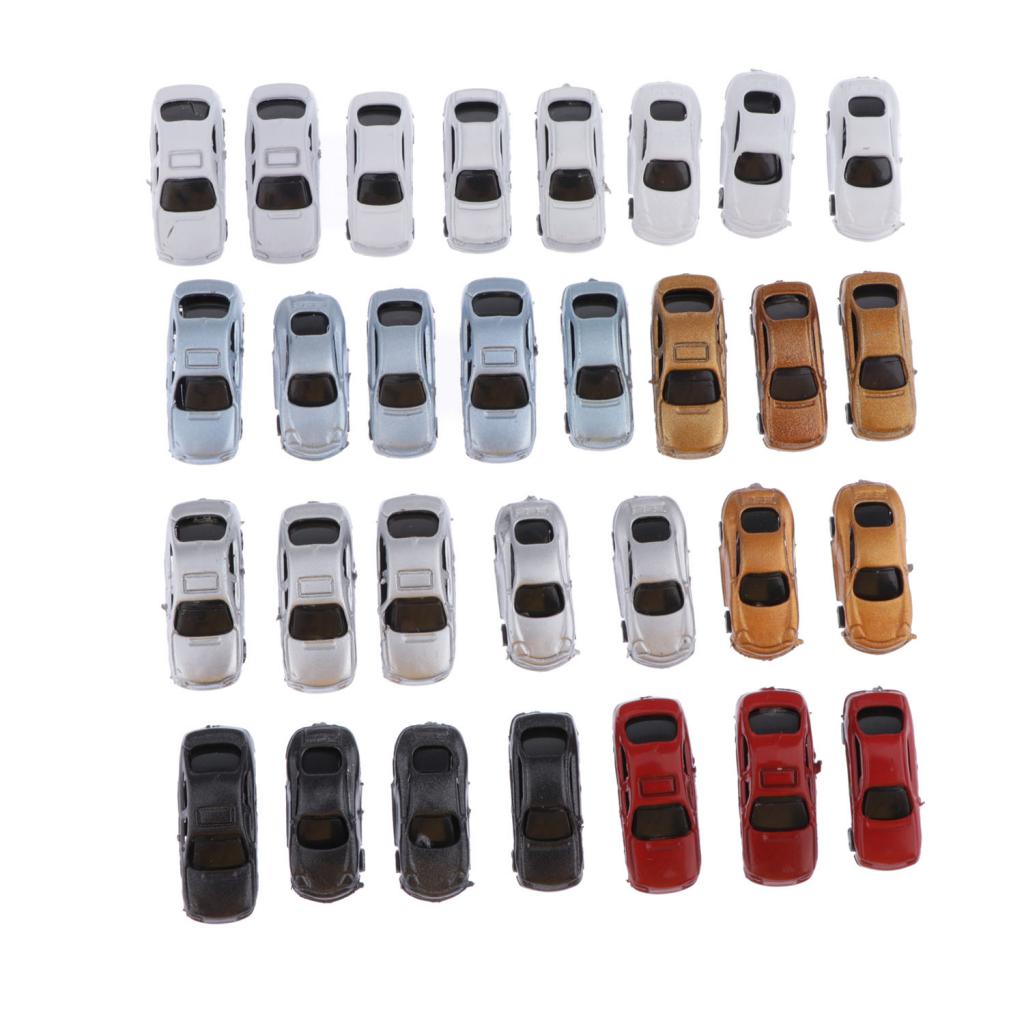 30pcs Painted Model Cars Miniature Model Car Building Train Layout Scale Z (1 to 200)